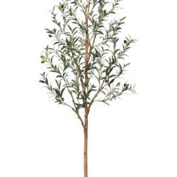 Artificial Olive Tree, 6FT Tall Fake Silk Plants with Natural Wood Trunk Faux Potted Tree for Home Decor Indoor Office Porch, Set of 1
