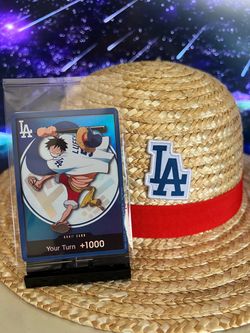 One Piece x LA Dodgers Luffy DON!! Card + Straw Hat