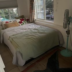 Full bed frame- metal frame, wooden slats