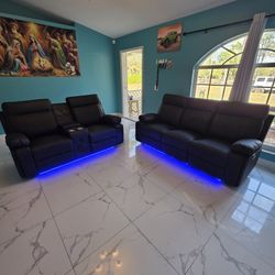 Sofa Y Loveseat (2) Reclinable Led Electrico 