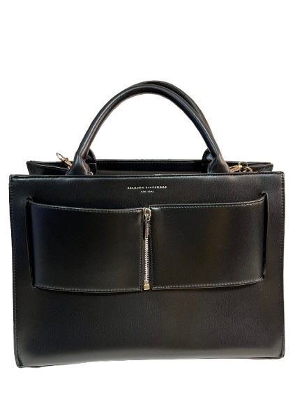 Brandon Blackwood Jumbo Kuei Bag in Black Vegan Leather with Silver Hardware 