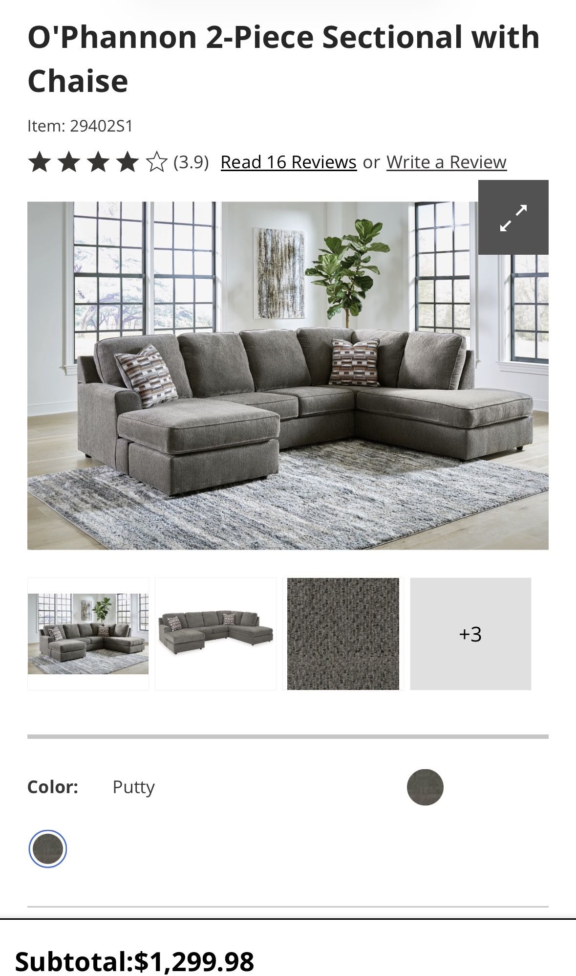 L Couch Double Grey Sofa 