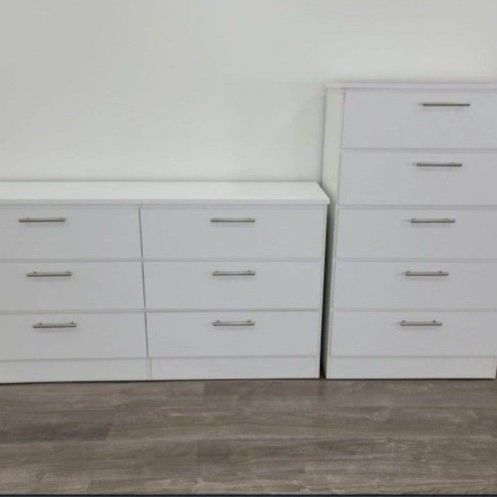 WHITE DRESSER AND CHEST 