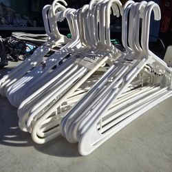 Lot Of 50 Adult Sized White Plastic Hangers