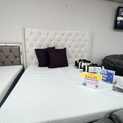 White Leather King Bed!$399!*SAME DAY DELIVERY*NO CREDIT NEEDED*