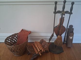 Vintage Fireplace Tool Set with Stand   $15