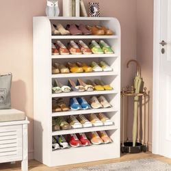 BRAND NEW 
Tribesigns Shoe Rack, 8-Tier Tall Shoe Shelf, Wooden Shoe Storage Cabinet, White