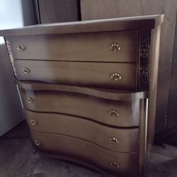 Mid Century Modern 1950 French provincial Tall Chest Solid Wood Dresser  