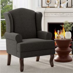 Dreamsidea New Accent Chair, High Back Upholstered Armchair with High Resilience Sponge & Wood Legs, Mid-Century Modern Comfy Single Sofa Reading Chai