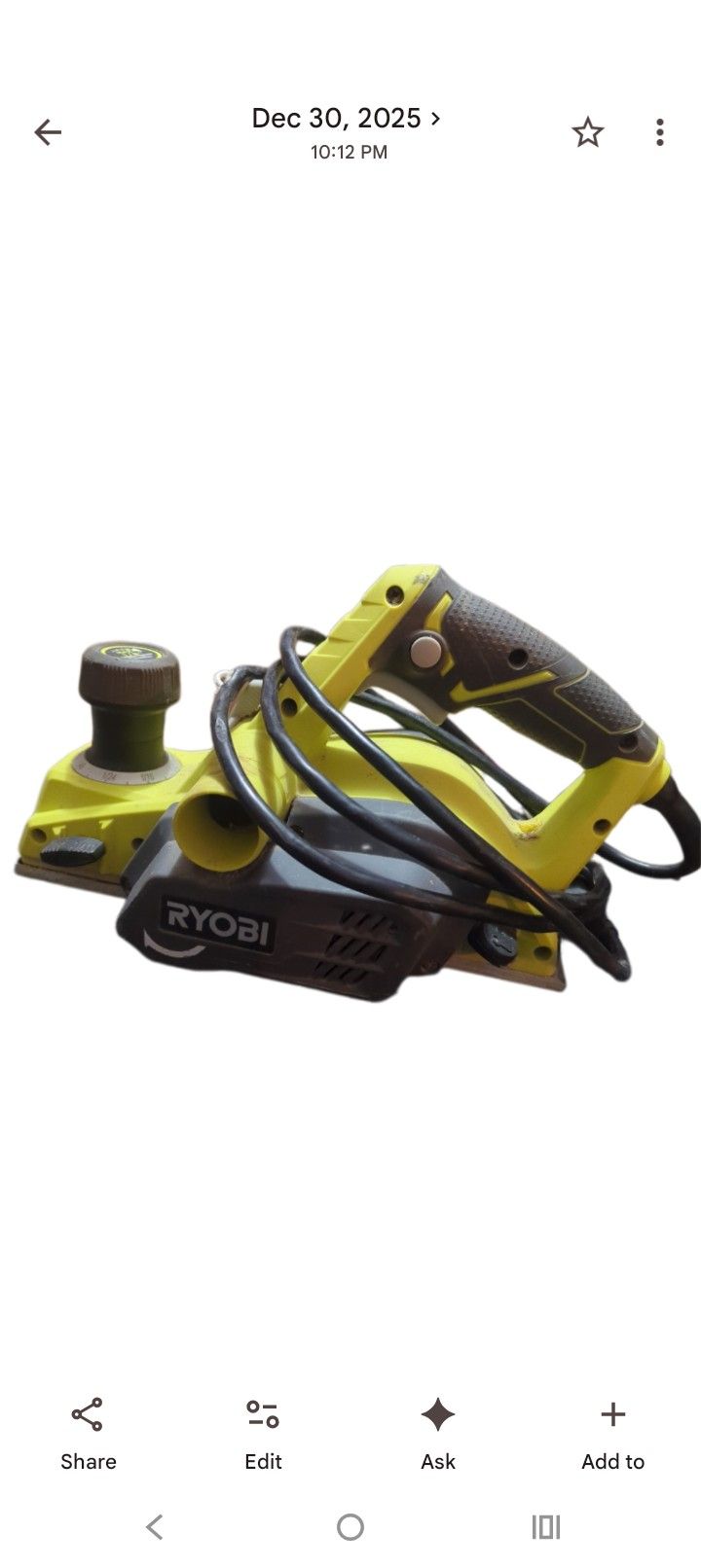18V ONE+ 3 1/4" Planer corded hand held/green