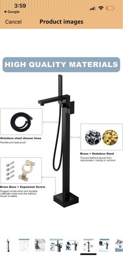 (White) Floor mount bathtub faucet