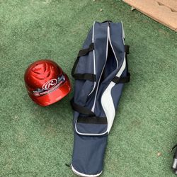 Baseball Bag And Helmet