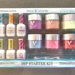 Triple Vitamin Nail Color Dip Liquid Set Complete Starter Kit DIY Home