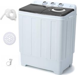 28lbs Portable Washing Machine with 18lbs Wash and 10lbs Spin, Twin Tub Washer Compact Machine with Drain Pump, Mini Portable Washer for Home, Camping