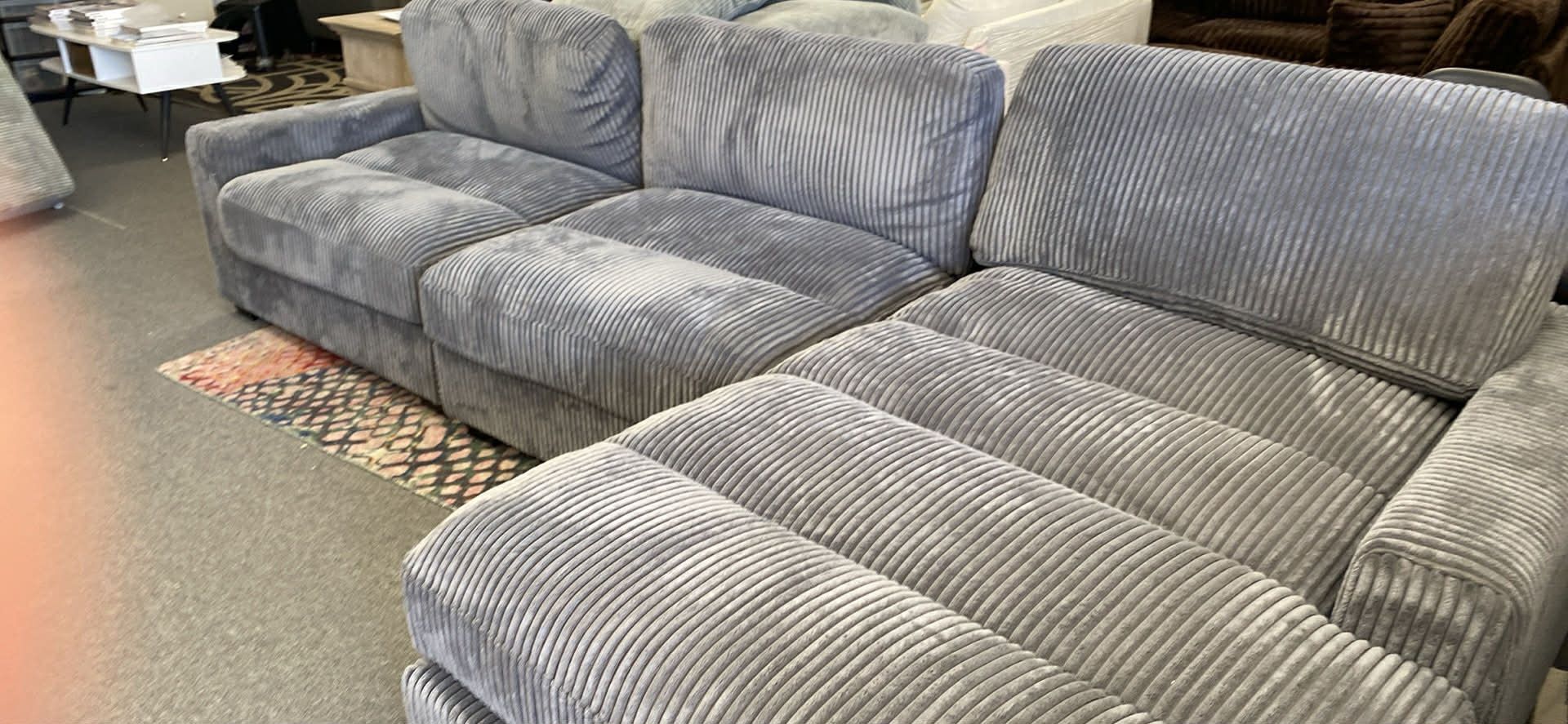 New 127x66 Corduroy Sectional Couch : Free Delivery 