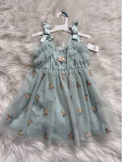 Audrey Camille Toddler Girls Glitter Embroidered Floral Tank Tulle Dress