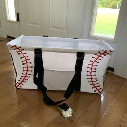 Baseball XL Open Top Collapsible Tote NWT