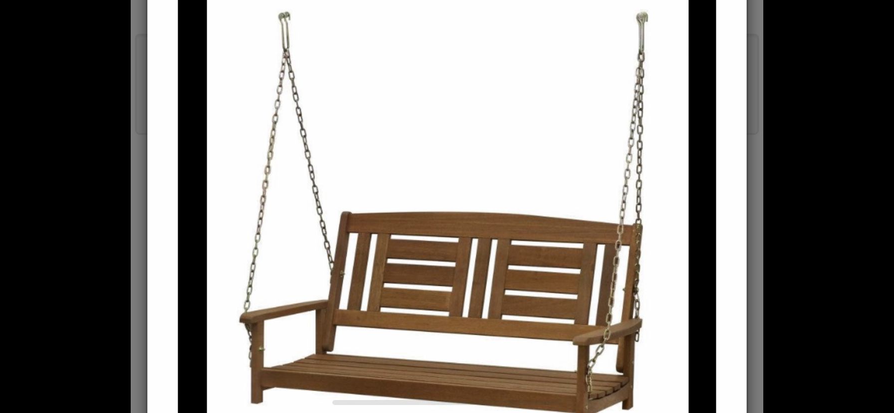 NEW- Sunnydaze Deluxe 2-Person Wooden Patio Swing for Outdoor Porch, Backyard or Deck --RETAIL $253. Asking $150.00 obo