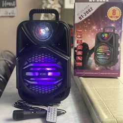8” Bluetooth Rechargeable Speaker With Microphone & LED Party Ligths 🔊🎶🎤