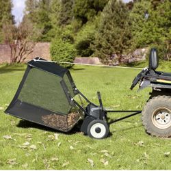 48" Tow-Behind Lawn Sweeper for Grass Collection with Leaf Collector Hopper.