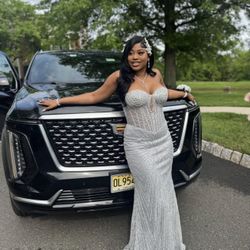 Sparkling Silver Corset Prom Dress 