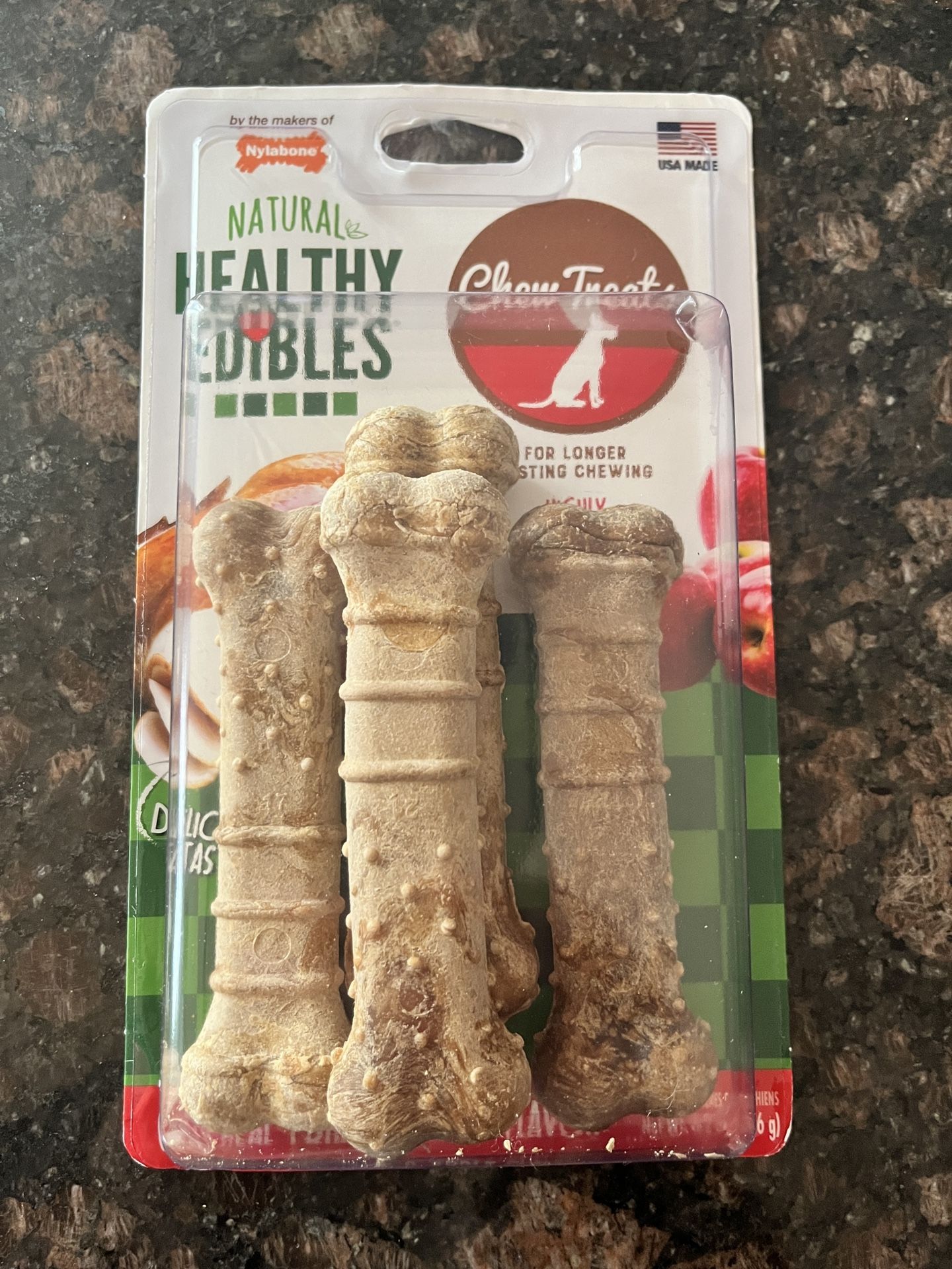 Nylabone Healthy Edibles Turkey & Apple Flavor Combo Regular Dog Bone Chews, 6.2