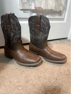 Brown cowboy square toe boots size 8.5 mens