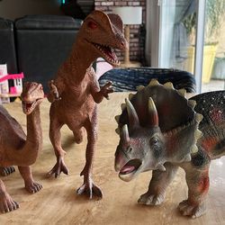 Lot of 3 Large Dinosaur Toys Realistic Pliable Mixed Brands Toys R Us