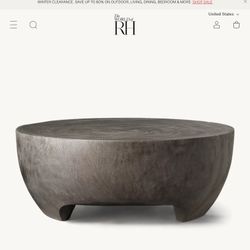 Restoration Hardware 34”wide x 13” high saur wood table; new, in box