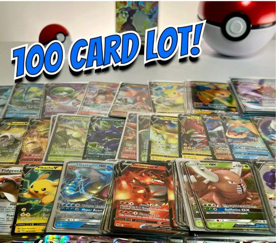 100 Card Pokémon Lot. 10+ Holos/Rares