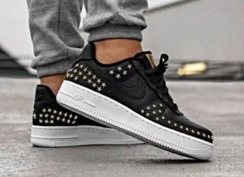 Nike Air Force 1 07 XX GOLD Studded Black White AR0639 001 Women's 8.5 Shoes