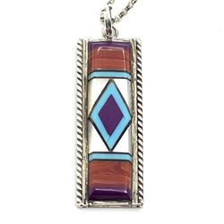 Sterling Inlaid Necklace 16”