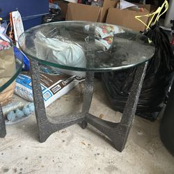 2 Glass & steel End Tables. (very sturdy)