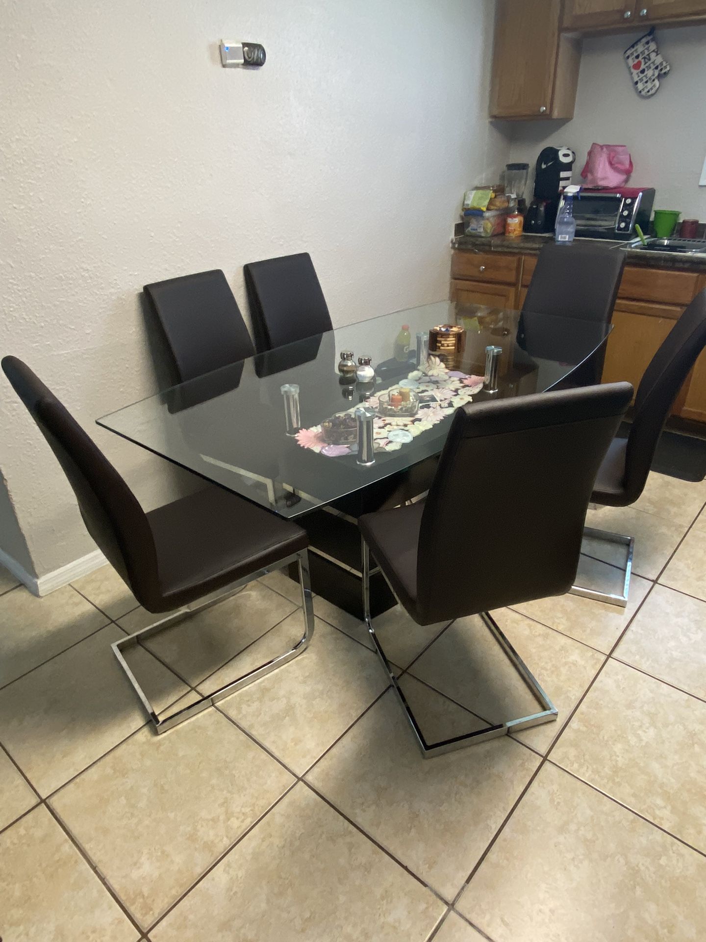 Dining Table Set X 6 (table Top Glass)