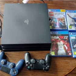 PS4 PRO https://offerup.com/redirect/?o=QnVuZGxlLlNvbnk= Play Station 4 Pro Console with 2 controllers and 4 games