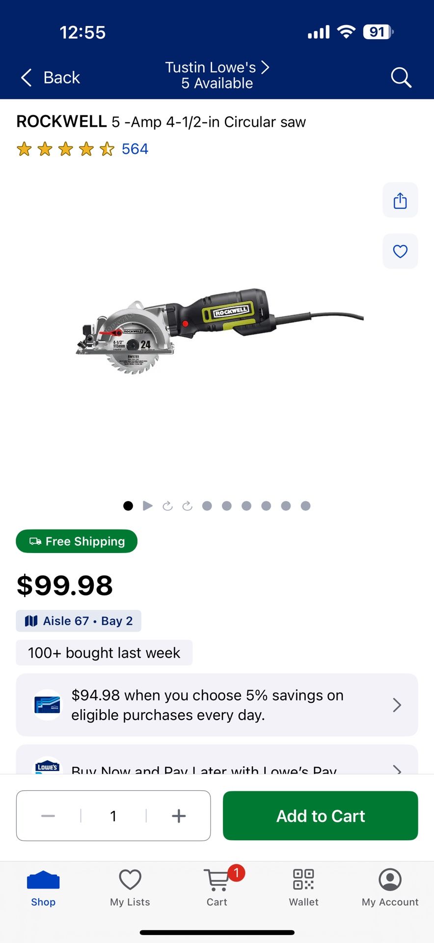 ROCKWELL 5 -Amp 4-1/2-in Circular saw