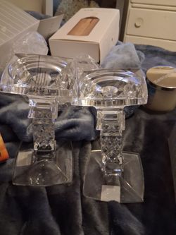 TWO VERY NICE MARQUIS BY WATERFORD CANDLE HOLDERS