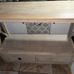 Natural Wood Color Console Table With Two Drawers