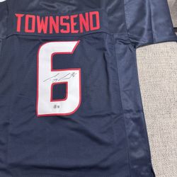 Tommy Townsend Signed Autograph Custom Jersey - Beckett Coa - Houston Texans