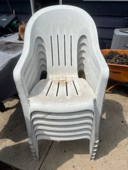 Outdoor plastic stackable chairs