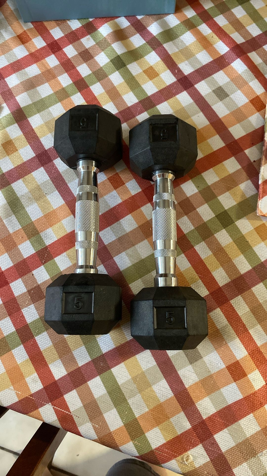 Two Five Pound weights