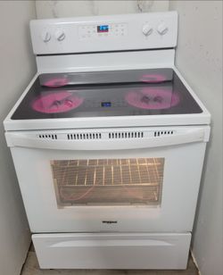 Whirlpool stove glass top white