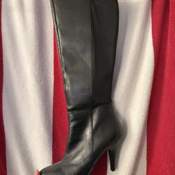 Black Wide Calf Leather Boot Size 12