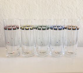 Set Of Five MCM 70’s-80’s Pierre Cardin Tall Barware Cocktail Glasses By Sasaki 