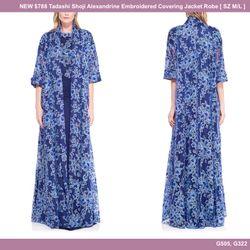 New $788 Tadashi  Shoji embroidered covering Robe Coat 