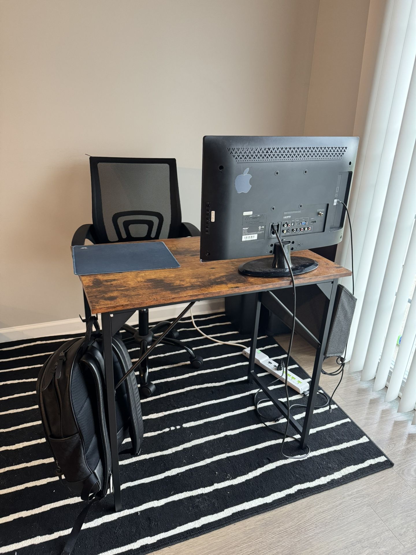 Desk, Chair, & Monitor