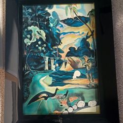 "Matamoe" By Tai In Homage to Gauguin Acrylic Painting With Tile Inlay