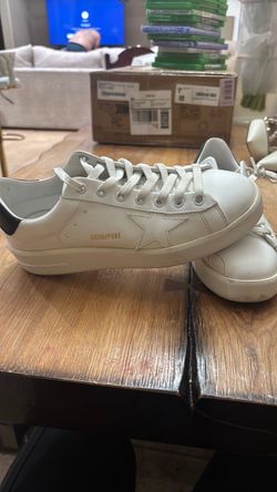 Golden goose shoes purestar with leather star and black patent leather heel tab