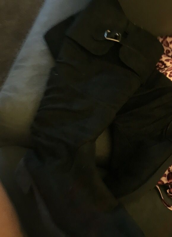 Little girl black knee suede boots