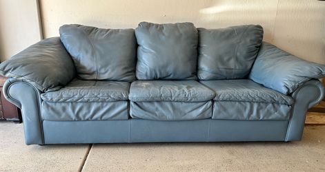 Leather Couch - blue. 8’ x 3’6”
